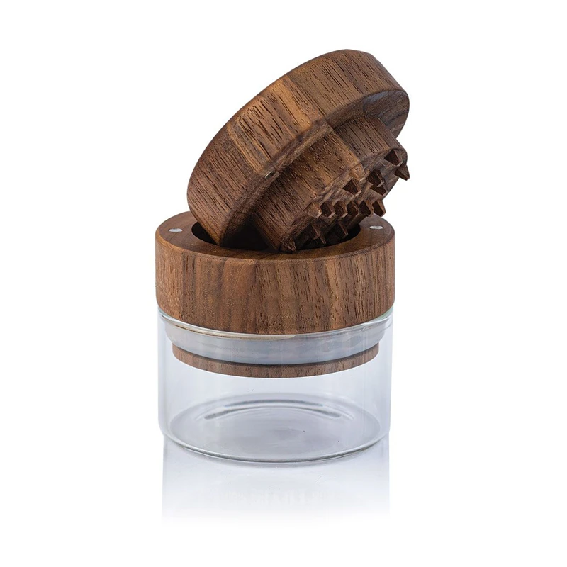 Vagrinders Walnut Wooden Grinder with Jar Body Herb Grinder for Smoking Accessories