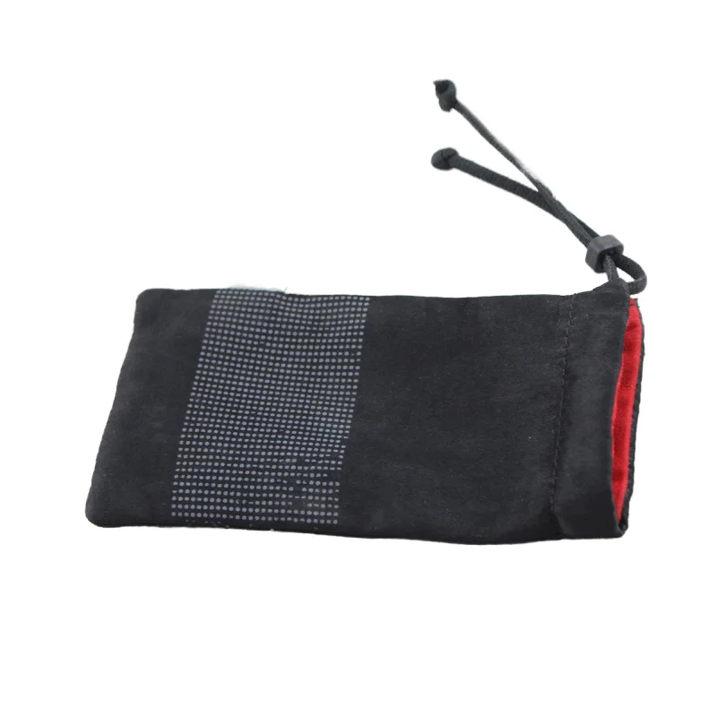 Black velvet drawstring cell phone pouch, rope cash pouch