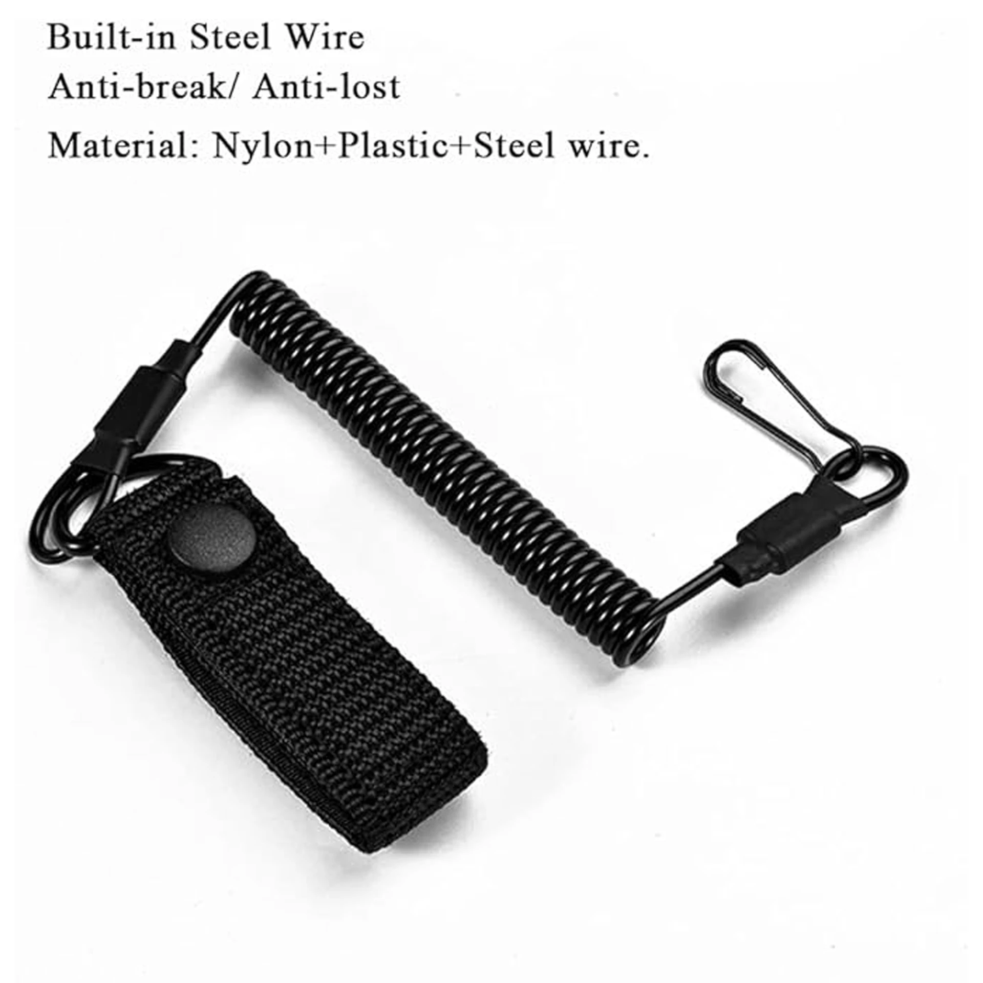 Tactical Anti-Lost Elastic Lanyard Spring Rope Safety Strap Gear Holders Rope