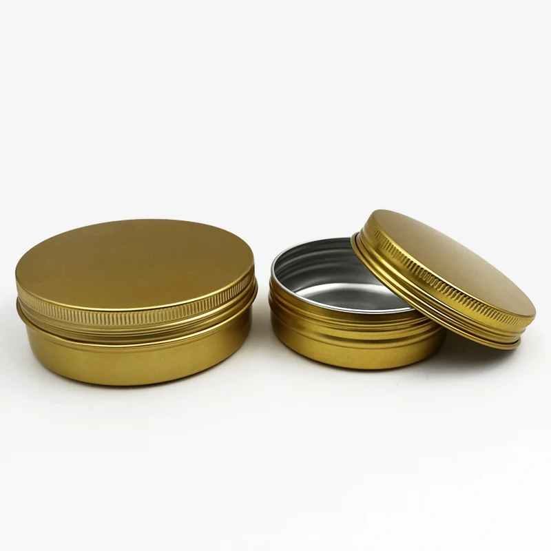 Empty Cosmetic Containers 5g 10g 15g 20g 30g 60g 100ml 200ml silver black gold metal aluminum candle jar tin can for cosmetics