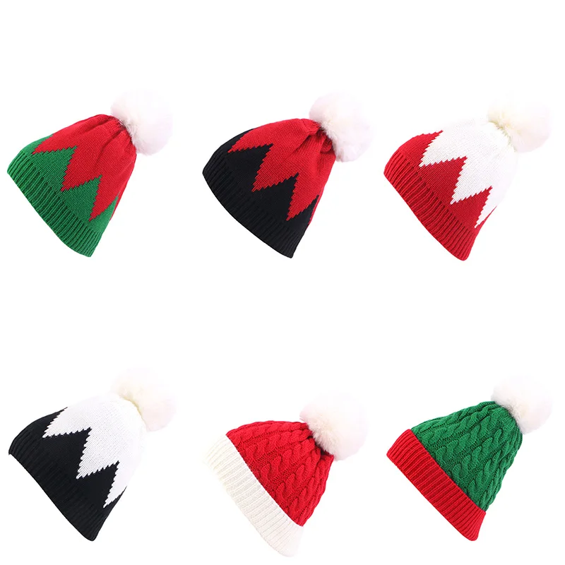 New Design Winter Hats Christmas Popular Color blocking Caps Unisex Different Type Warm Hats