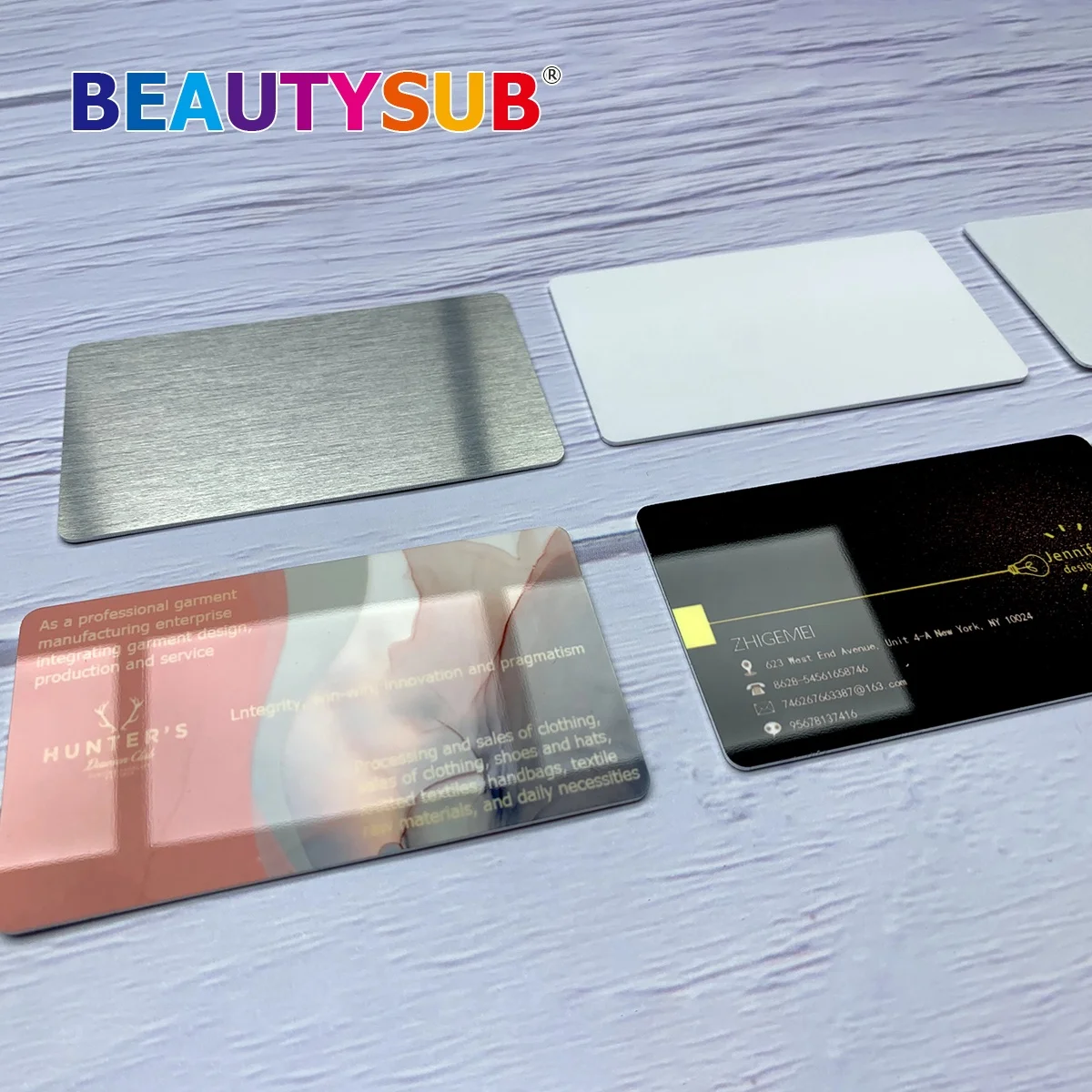 Double-sided LS-CN001D HD sublimation Aluminum Name card sublimatable metal name card gloss white blanks heat transfer printing