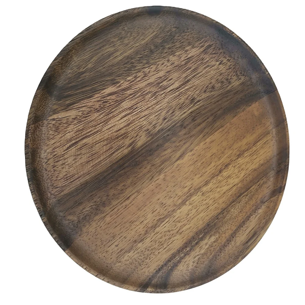 Hotselling Difference Size Dish Dough Bowl Ready Ship Acacia Solid Wood Salad  Snack Food Shallow Bowl with LOGO Engrave