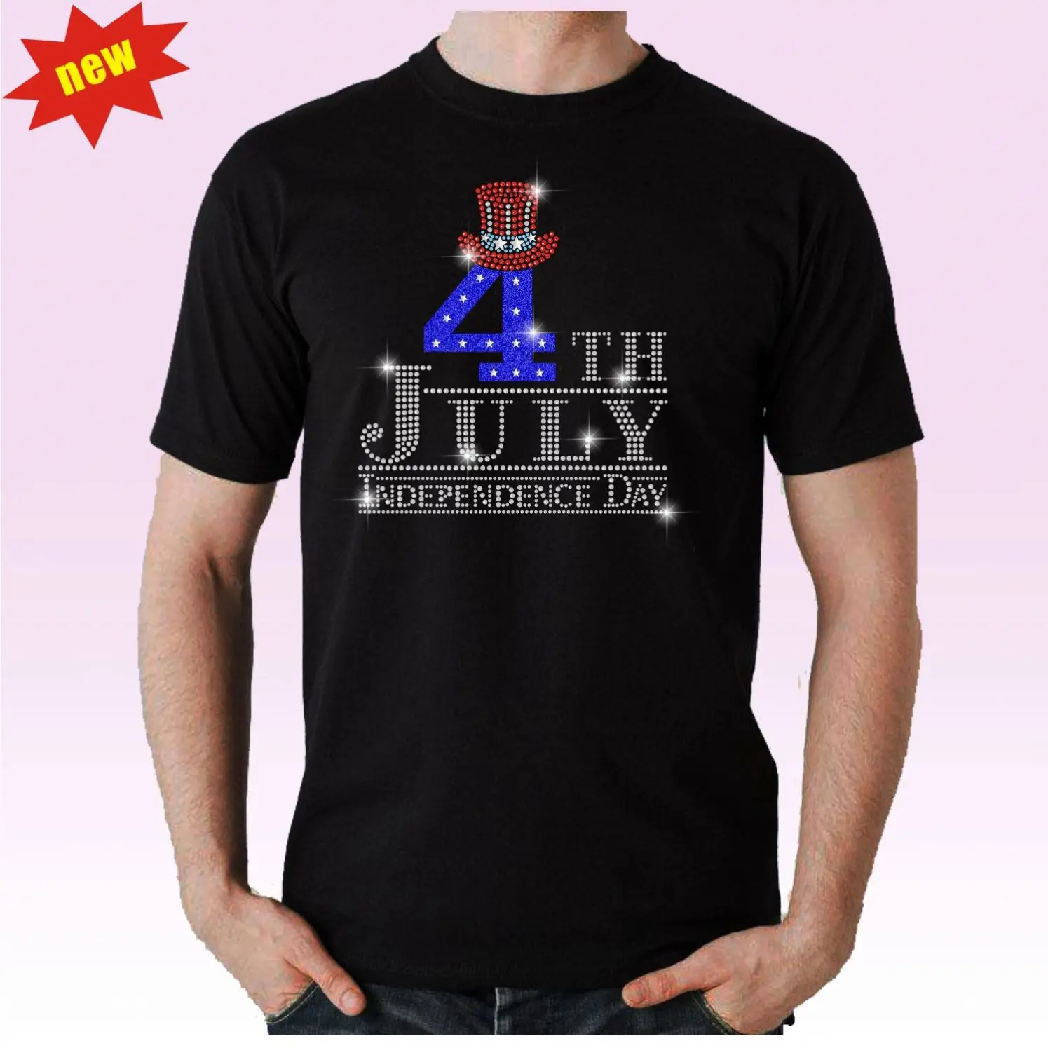 Wholesale bling 4th July American flag Eagle USA rhinestone motif iron on for garment jackets