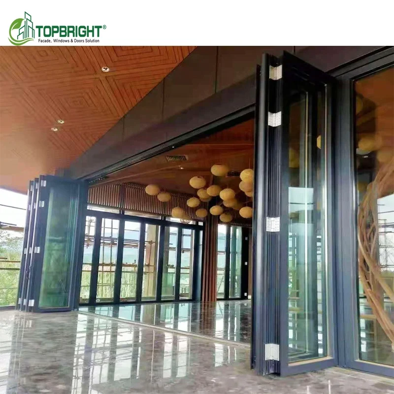 Guangdong hurricane impact exterior doors and windows bifold custom glass bi folding door