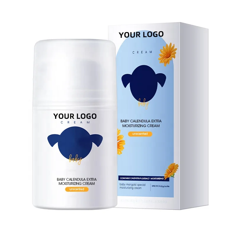 Custom Eco-Friendly Hydrating Anti-Cracking Calendula Extra Moisturizing Cream Jojoba Oil Based Baby Kids Body Skin Care Jar