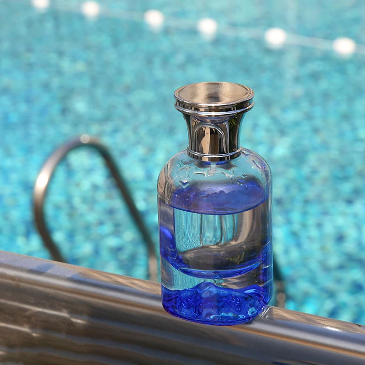 2021 Unique Design Blue Luxury Cylinder Empty Wholesale Unique Perfume Glass Bottle Refillable Glass Bottle Perfume