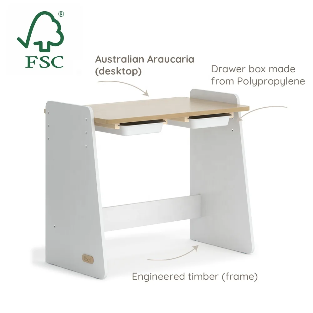 Only B2B Boori Wooden Height Adjustable Student Kids Study Desk Table Chair Set For Children