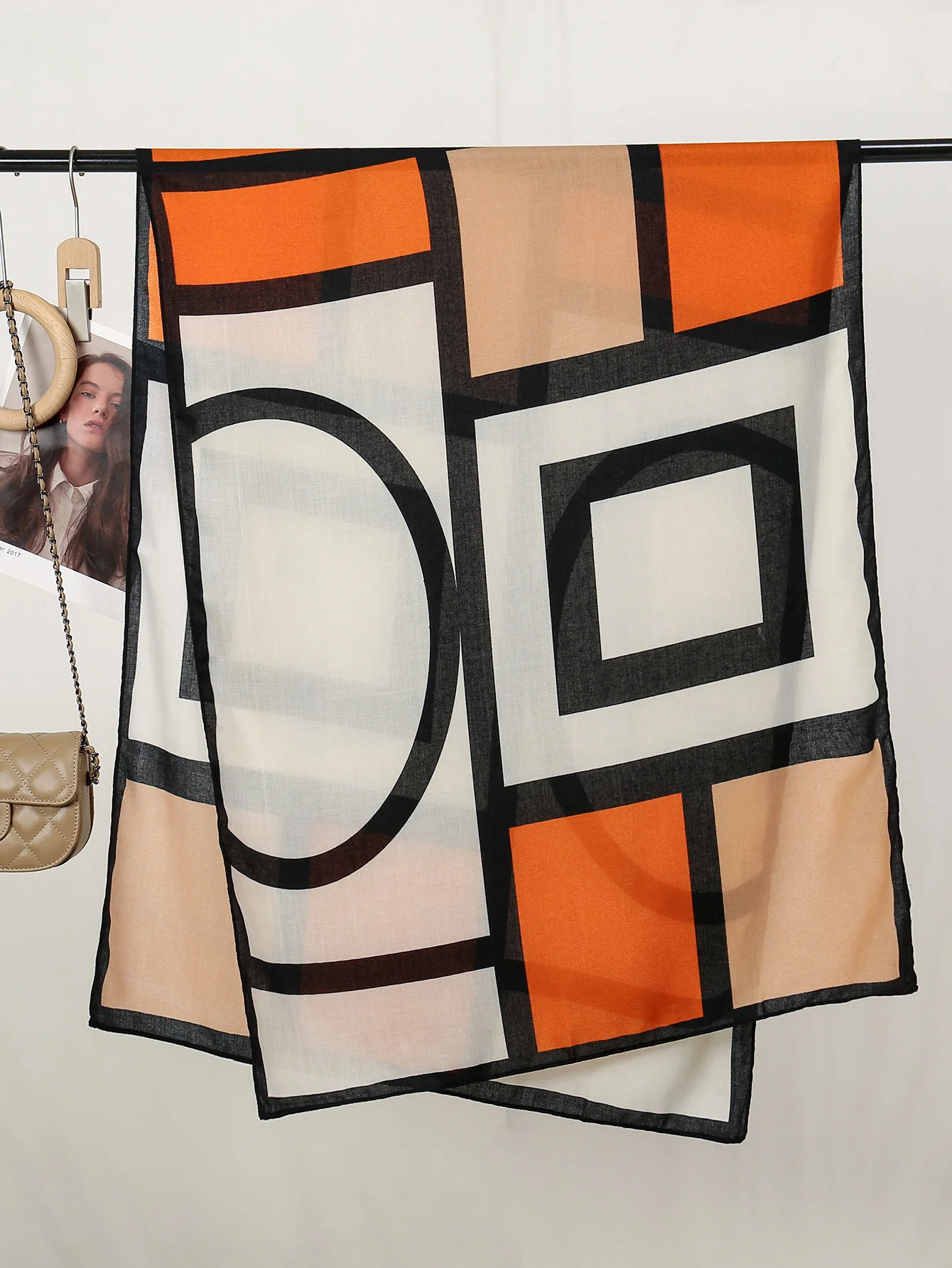 Fashion Long Scarves Assorted Color Hijab Headscarf Muslim Women Geometric Printed Scarf Shawl