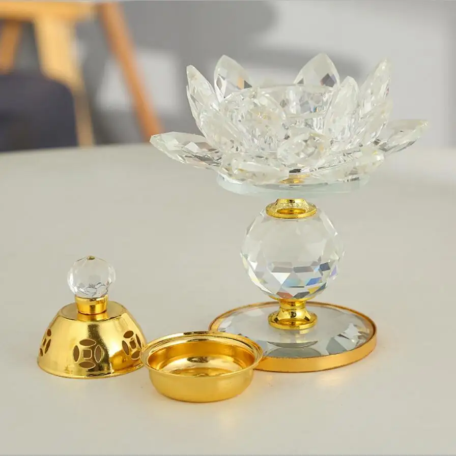 Wholesale luxurious Romantic table decorative votive glass gold crystal aroma burner