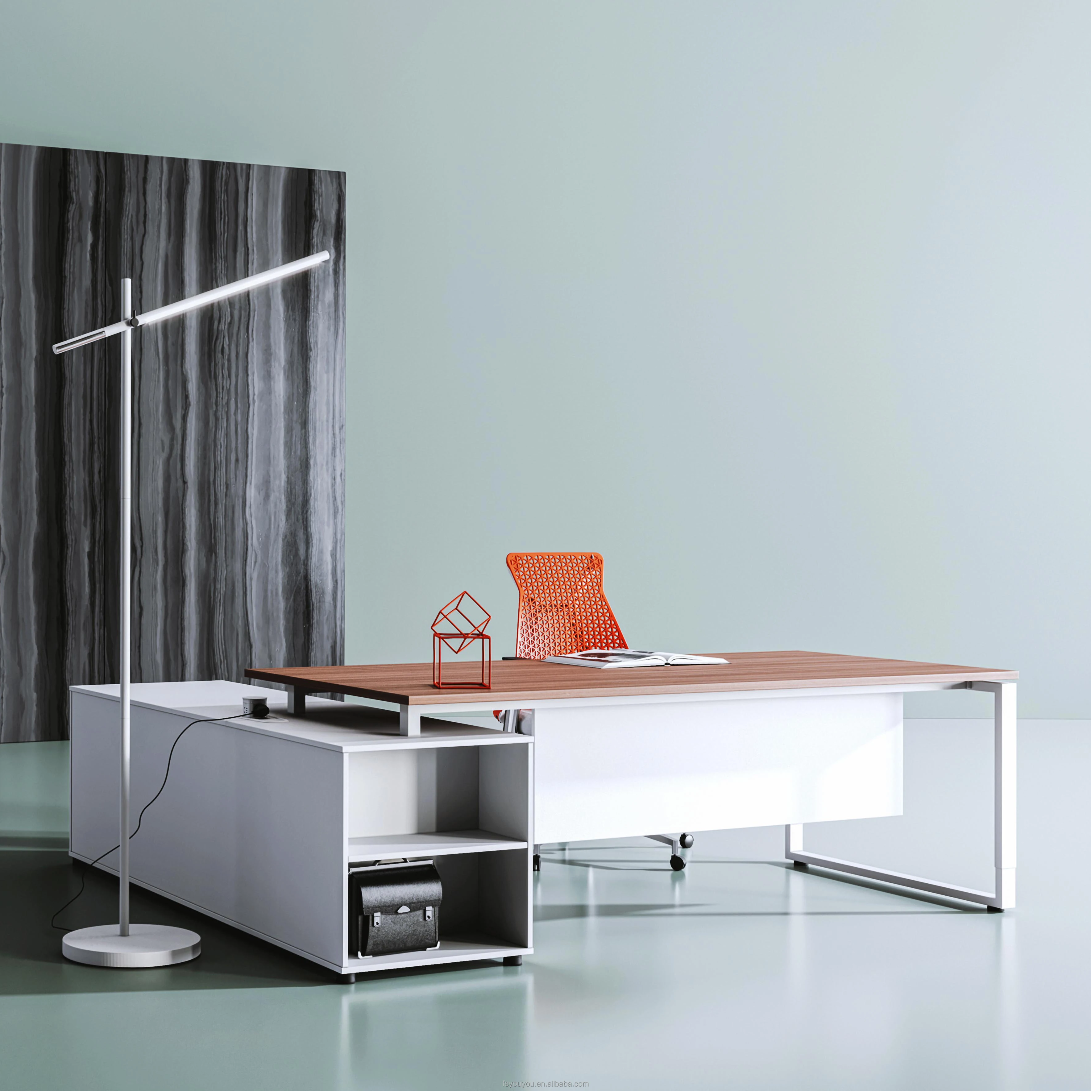 Modern mfc mdf L Shape boss director CEO white office table executive office desk