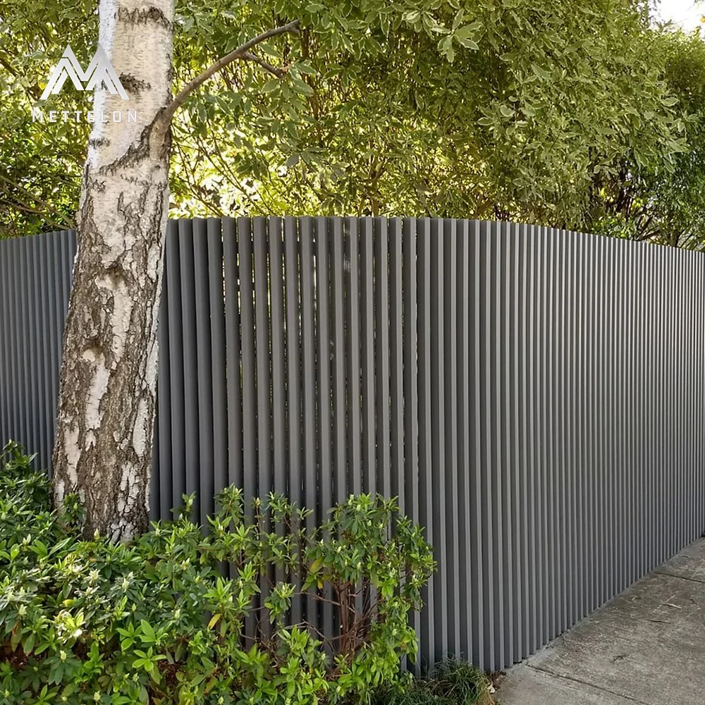 Mettelon High-Quality Durable Outdoor Aluminum Fence Posts Panels for Garden Yard Horizontal Slats Weather-Resistant Coating