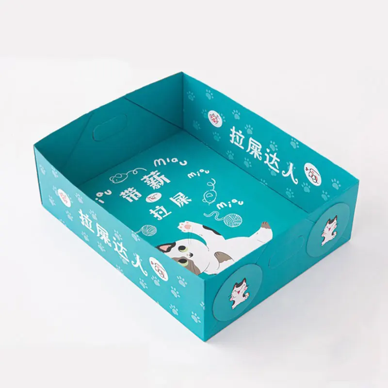 Disposable travel portable foldable and disposable thickened anti splashing cat litter basin toilet pet box