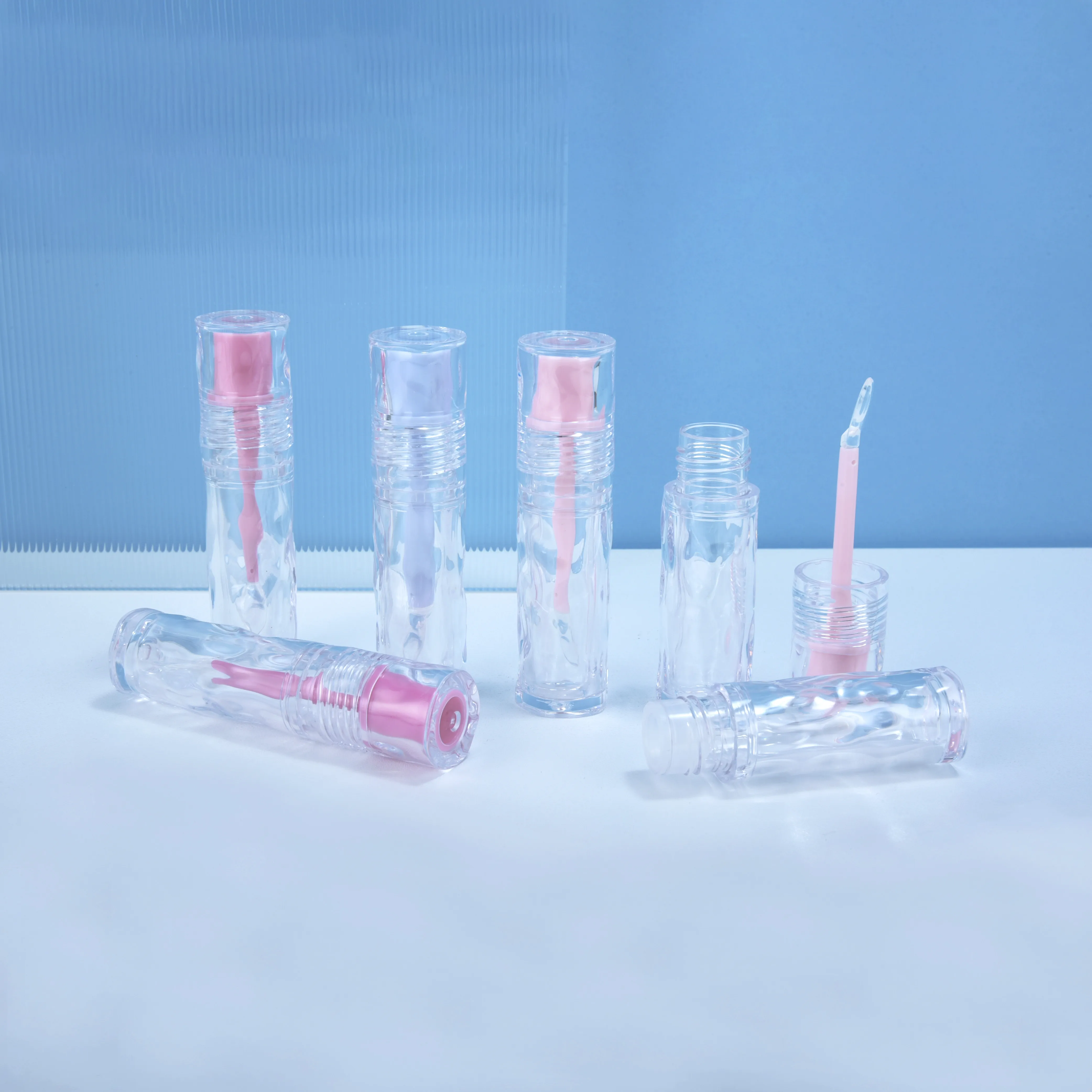 cute water wave bottle shape transparent silicone applicator lipgloss containers wand tubes