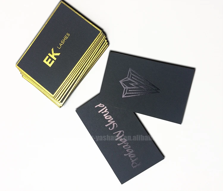 Letterpress printing black cardboard with gold foil logo custom embossing jewelry gift business card paper