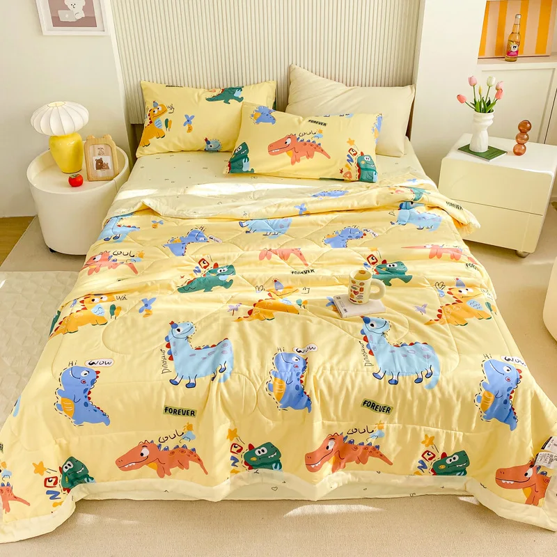 Cotton Quilt  Pattern 2-Layer Yarn Organic 100% Polyester Machine Washable Soft Cool for Summer Weddings Bedding