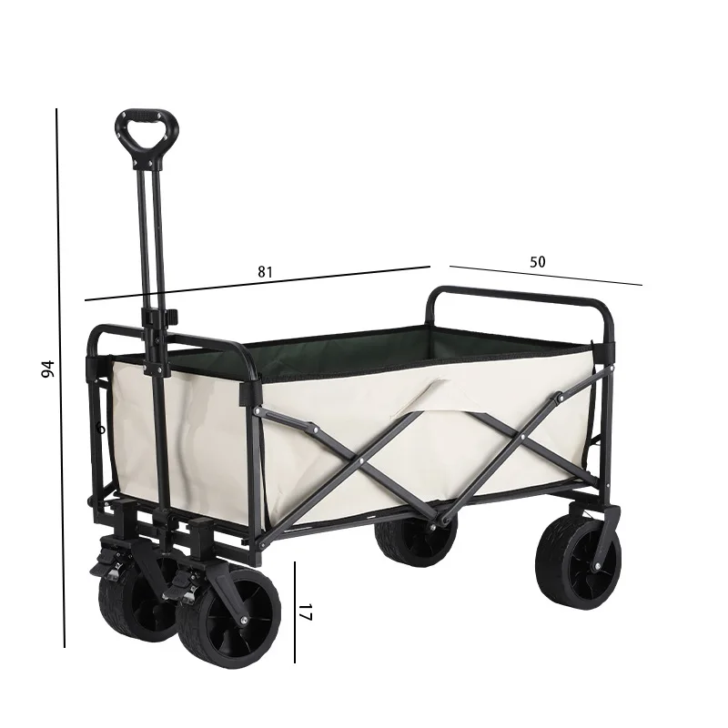 Outdoor Collapsible Off-Road Camping Cart Shopping Trolley Home Pulling Tools Cart 8 Inch Ground Camping Cart