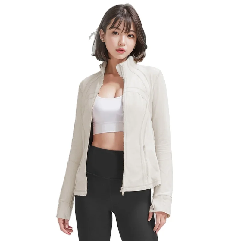 OEM Fashion Hot Slim fit Jacket With Thumb Buckle Sports yoga suit Running and fitness Jacket stand-up collar tight jacket