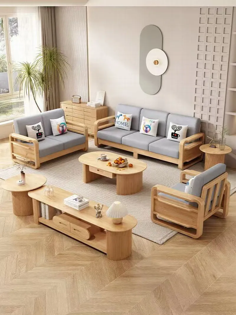 High quality solid walnut oak ash mahogany rubber wooden living room furniture dining room bedroom wood sofa