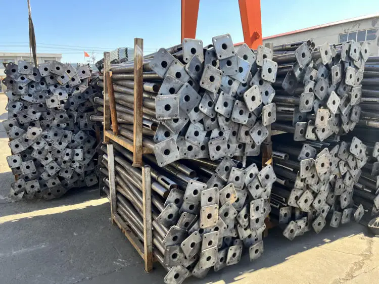 Light duty heavy duty adjustable galvanized color coating shoring scaffolding steel props with square flower plate