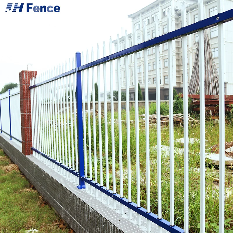 Black Color 6FT 8FT High Pressed Top Steel Fence steel picket fence