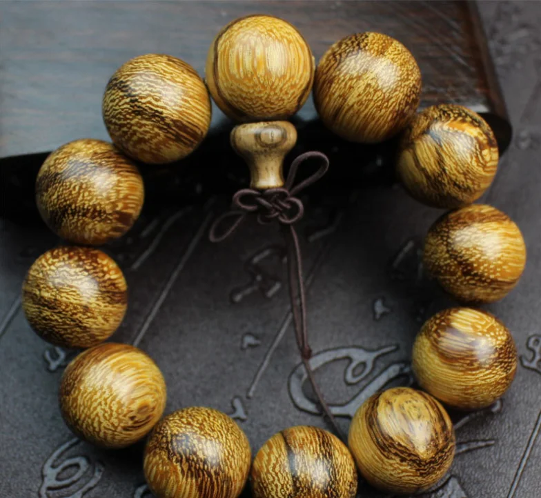 
Vietnam Huang Qi Nanmu Hand String Old Material Buddha Beads Lovers Bracelet Play Yellow Flowers Rosary Jewelry Wholesale 