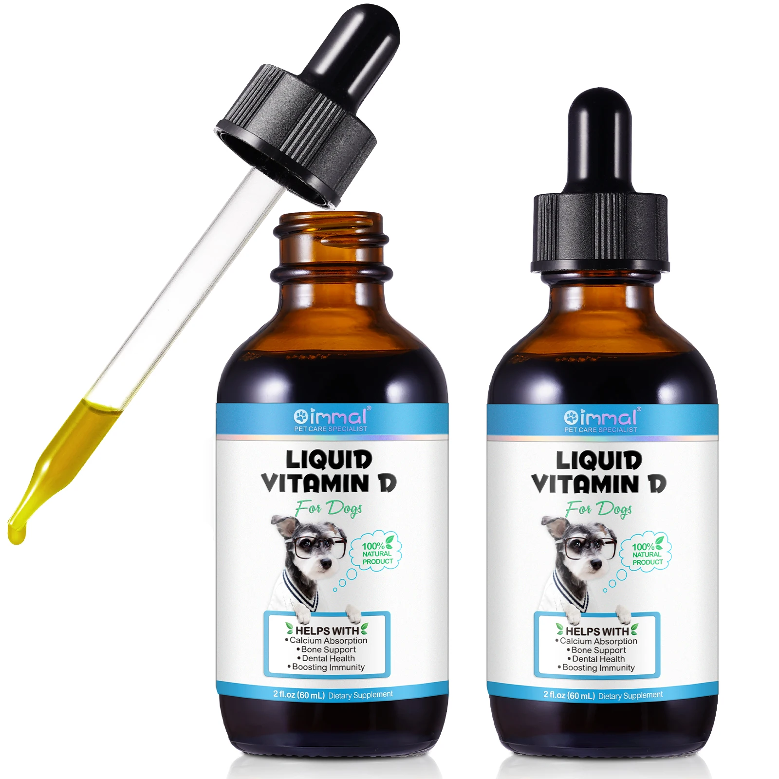 OIMMAI 60ml boosting immunity bone support dog vitamin d supplements vitamin d drops liquid for dog calcium absorption