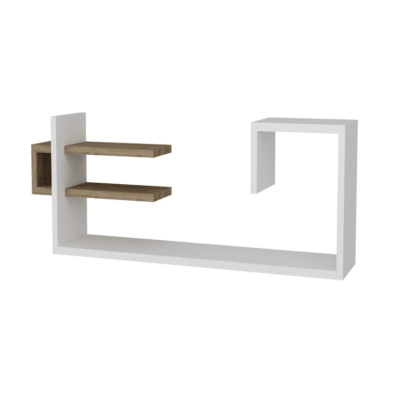 Stor Modern Wood Wall Mount White Walnut Wall Shelf