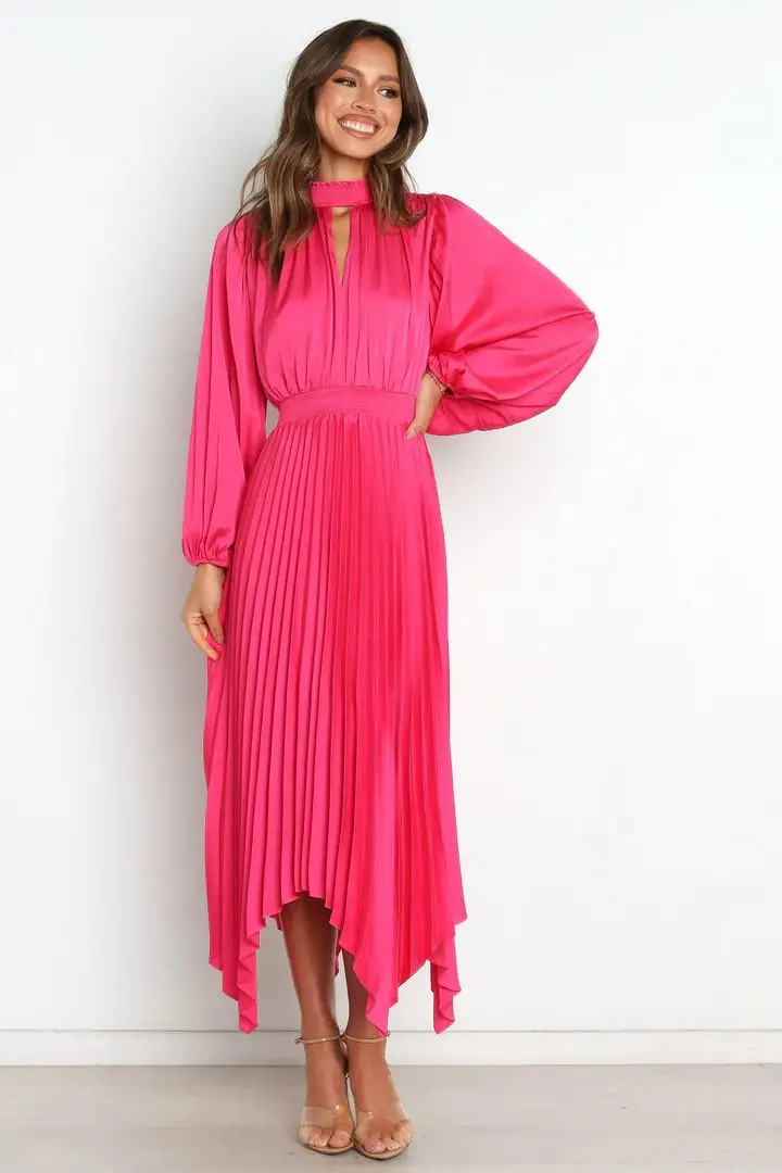 Customize Elegant Long Sleeve Ruffles v neck Factory direct sales long sleeved smockedz maxi dress