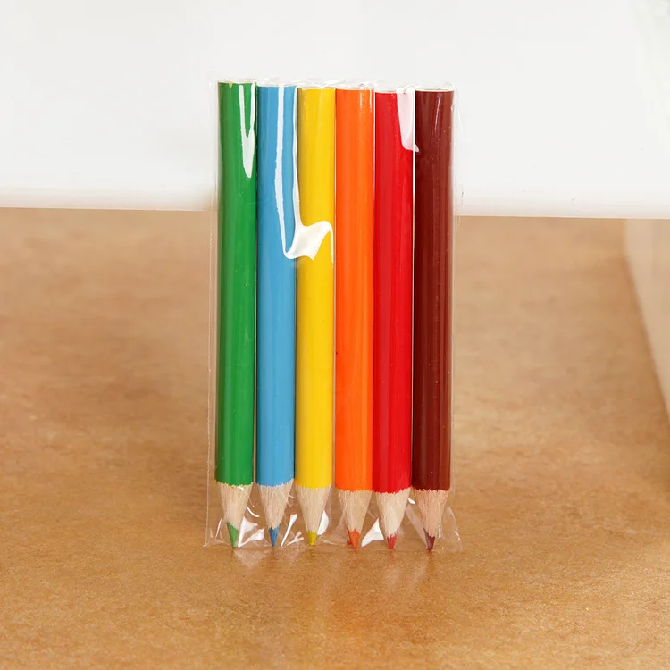 3.5 inches Bulk Wooden Colors Pencil Personalized Short Paint Novelty Drawing Graffiti Mini Colored Pencils for Kids (6pcs/set)