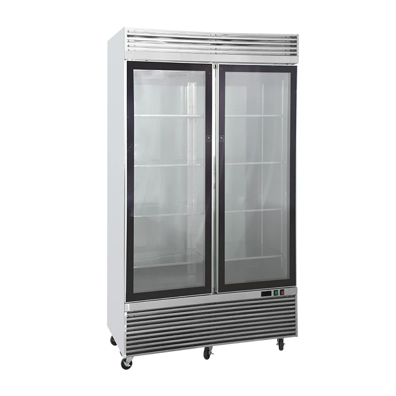 Double Opening Swing Glass Door Upright Beer Showcase Chiller Wine Cooler Beverage Refrigerator