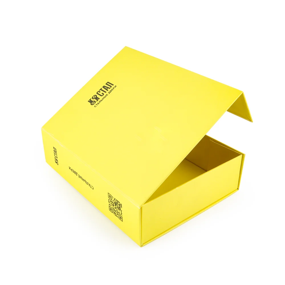 Factory Wholesales Custom Size Printed on both sides Yellow Rigid Paper Packaging Book Shape Folding Gift Box