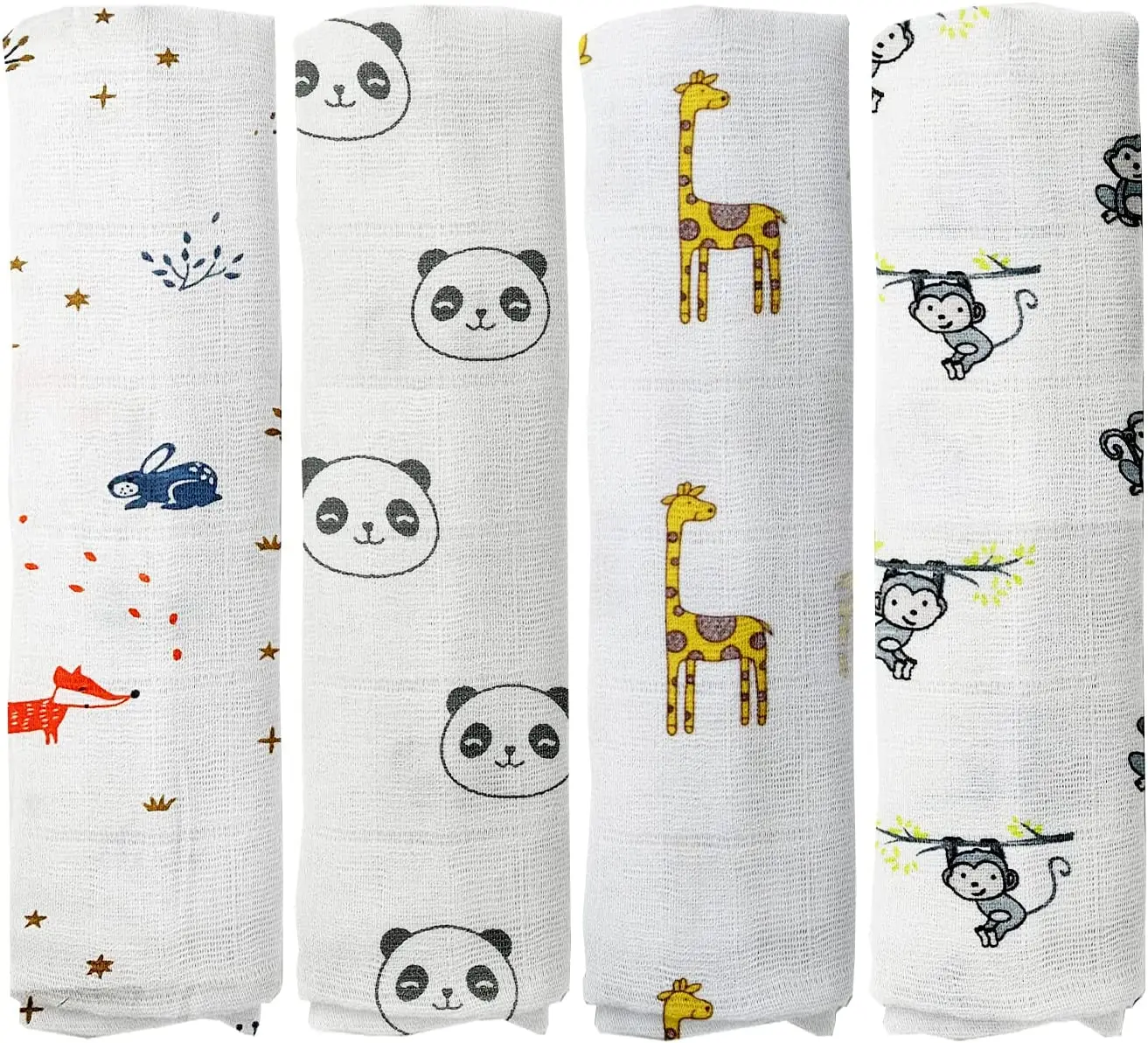 Wholesale Printed Cotton Muslin Fabric Soft Warm Baby Receiving Blankets 100% Muslin Swaddle Blankets Fabric