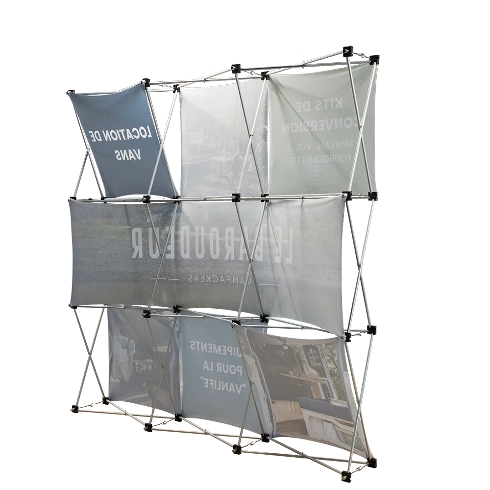 Tianyu Portable Aluminum Display Advertising Banner Tension Fabric Spring Stand Tradeshow Pop Up Display Stand