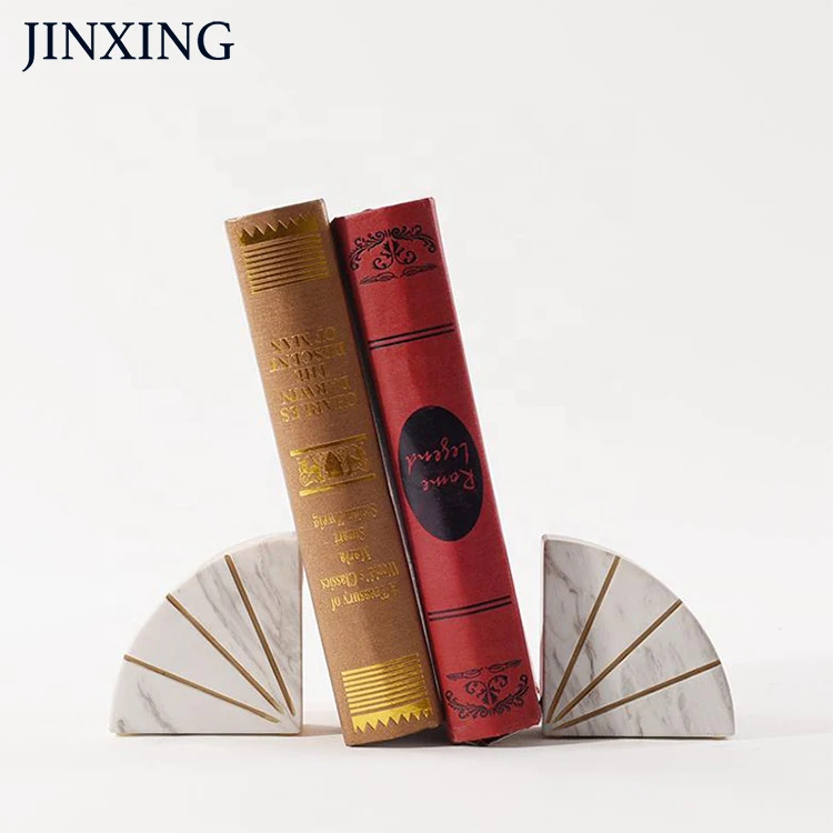 Заводской изготовленный на заказ Современный Белый Черный твердый мраморный креативный домашний держатель для книг с золотой линией