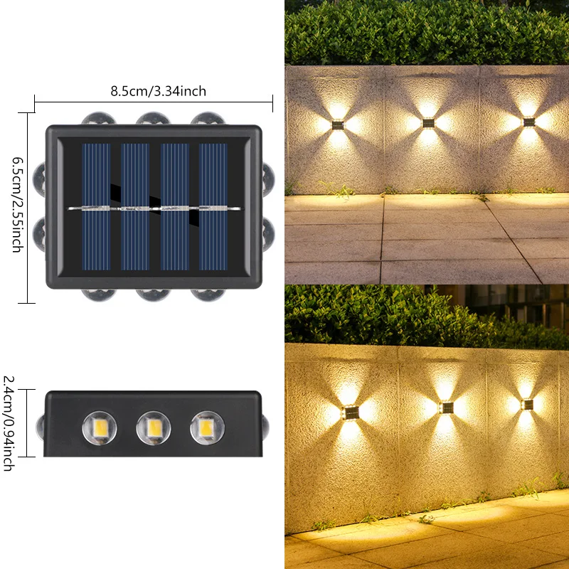 Outdoor Porch Garden decorative Waterproof IP65 four Luminous Solar LED Wall Light