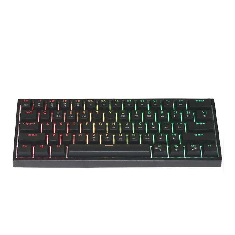 
Gateron Hot selling wired pbt 61keys optical switch hot swappable keyboard RGB 60% custom mechanical keyboard 