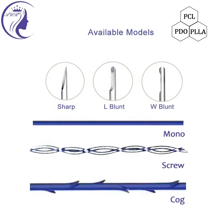 High-grade COG 2-1 L Blunt 19G 60mm polydioxanone absorbable sutures pdo thread lift korea cog nose