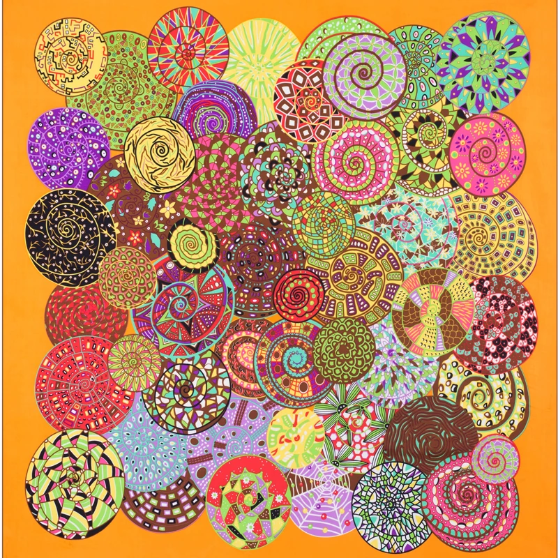 100% Twill Silk Square Scarf Fashion Luxury Brand Printed Head Scarves 130*130CM Soft Shawl Wrap Hijab Scarf for Ladies