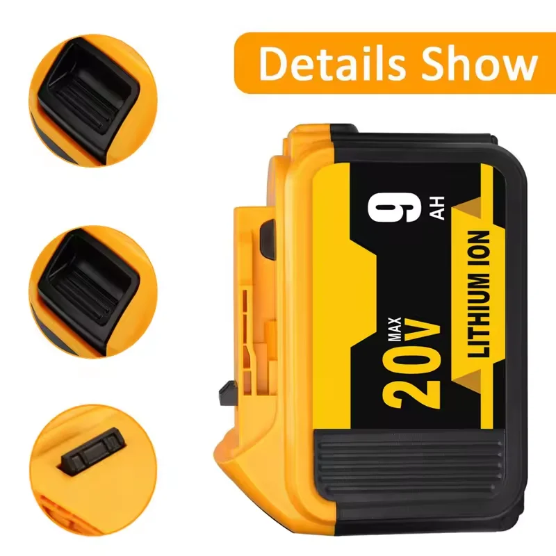 For Dewalt  DCB200 20V   9ah MAX Rechargeable Lithium-Ion Combo Kit 6AH Power Pack Battery Prismatic  Storage Power Tools Solar