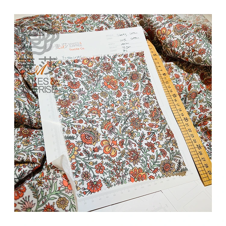 New design Free Design Soft Flower Floral Cotton Fabric Cotton Fabric Liberty Of London Print For Dress Shirt Hat Necktie