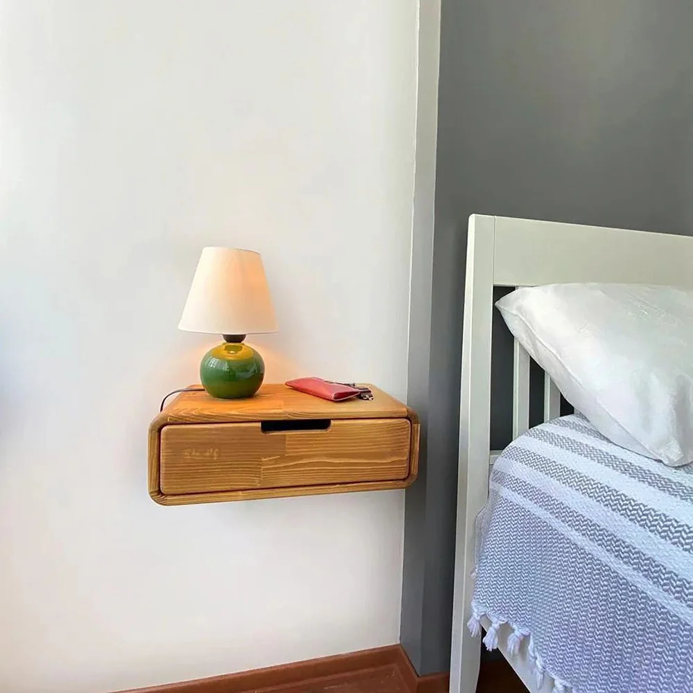 Wall Mounted Floating Bedside Table Small Nightstand Shelf with Drawer