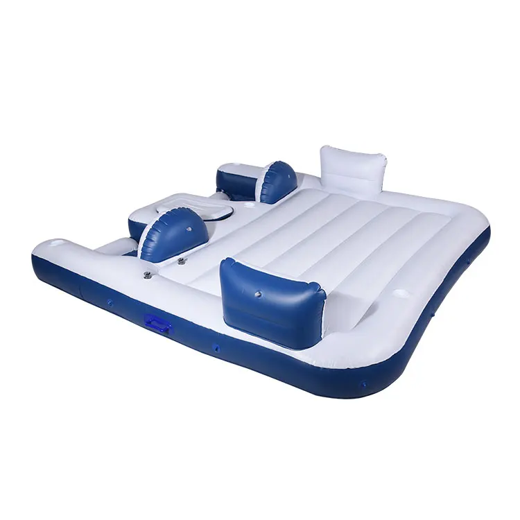Four People square Floating Island Backrest Floatie Inflatable Floating Platform Inflatable Pool Float