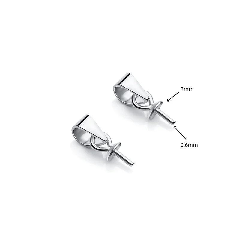 925 Sterling Silver Screw Eye Pin Bail Top Drilled Beads End Cap For DIY Charm Pendant Connectors Jewelry Making
