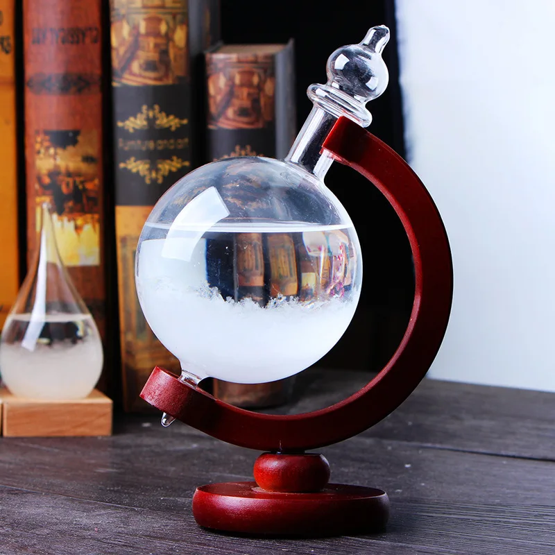 Unique creative glass crafts ornaments globe rotation weather forecast storm bottle home decoration manufacturers wholesale