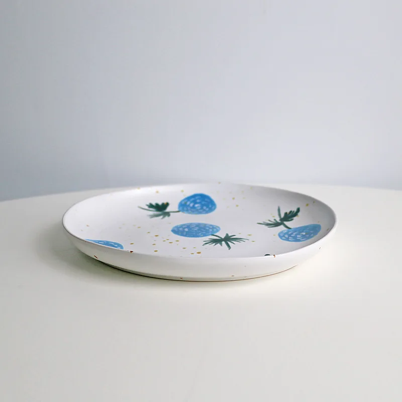Newest hand painted flowers pattern irregular ceramic plate for gift