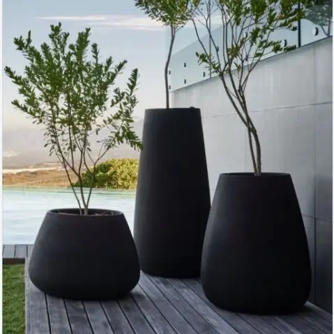 modern design black color painting outdoor poly planter set pots for garden and flower outdoor