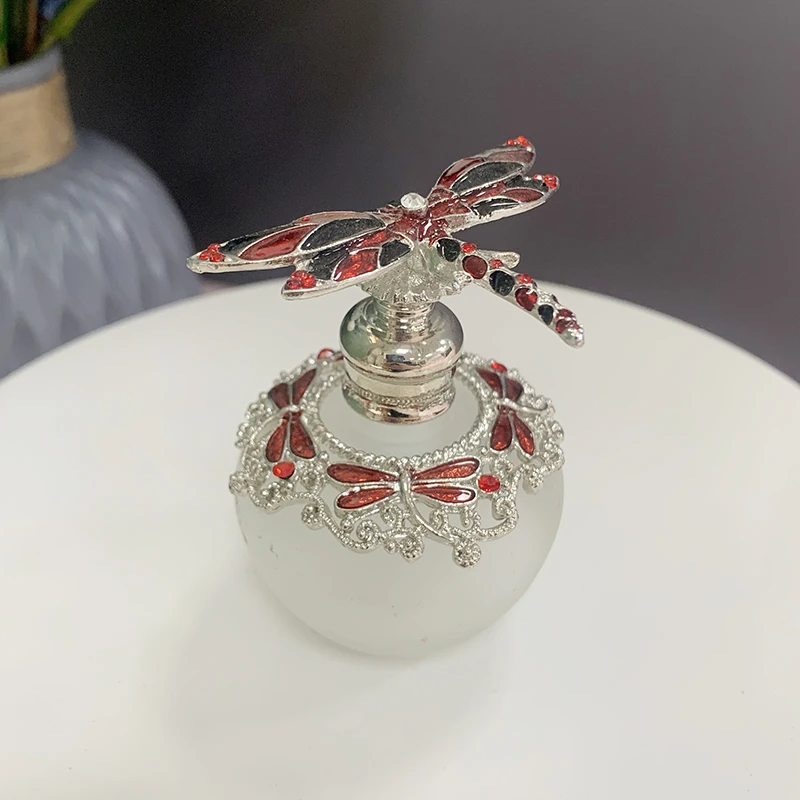 40ml Patented Metal Dragonfly Animal Perfume Frosted Essential Oil Bottle Glass Attar Refillable Bottle Factory Outlet#81148