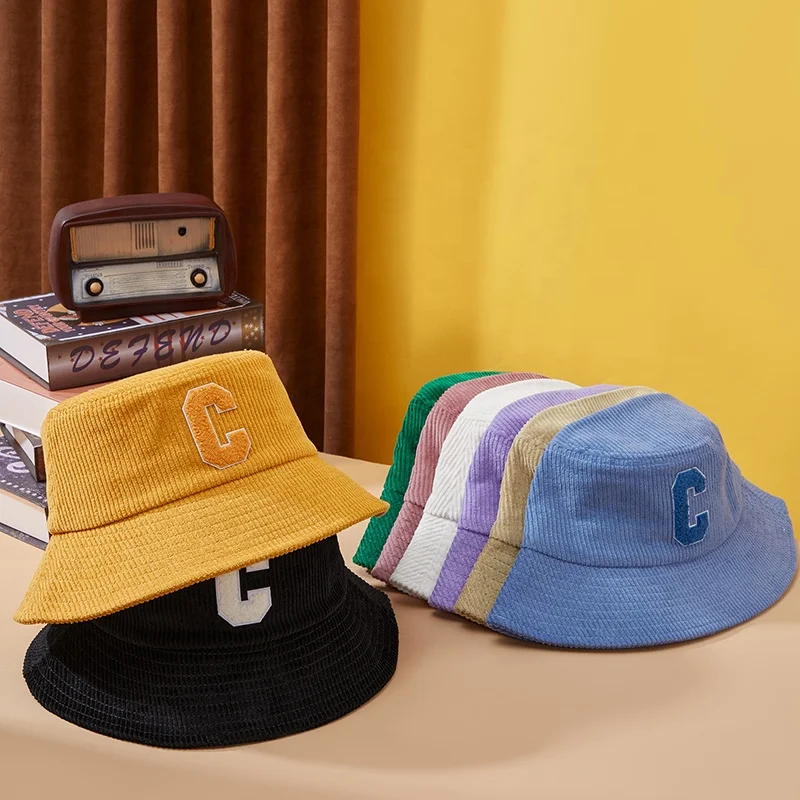 Wholesale Custom Embroidery Design Logo Winter Fisherman Reversible Cotton Panama Fisherman Bucket Hat For Adult Kids