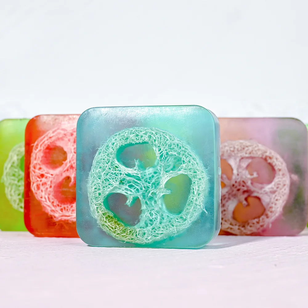 Factory Price Rose Loofah Vine Transparent Pure Handmade Plant Essential Oil Soap Face Wash Bath Loofah Soap